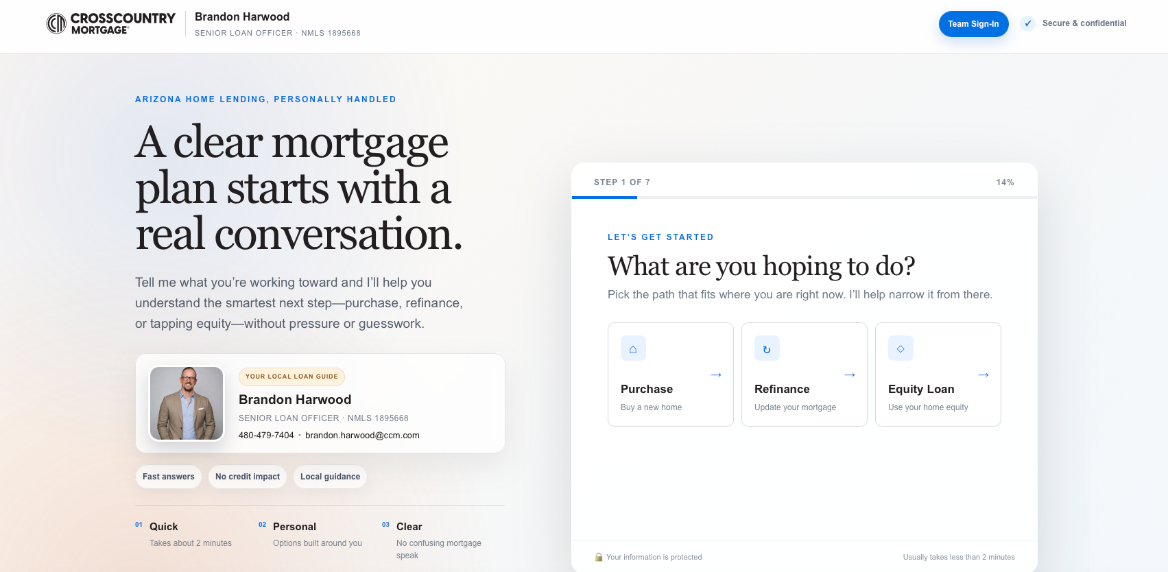 Brandon Harwood Mortgage website home page
